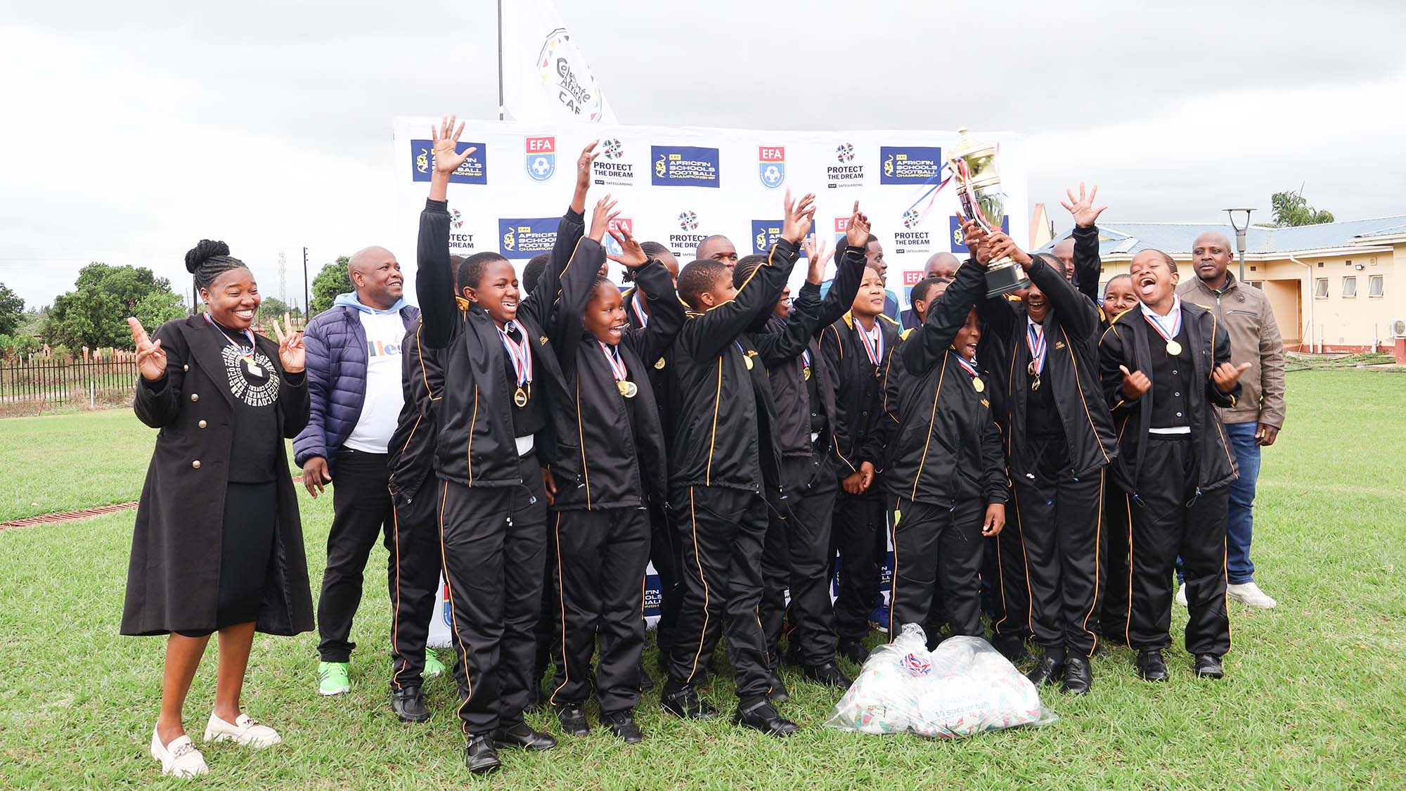 Mjingo High School were crowned champions in the EFA/CAF African Schools Championships female category. (Pic: Ntombikayise Gwebu)